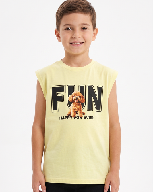 Boys' printed Cat t-shirt-Yellow