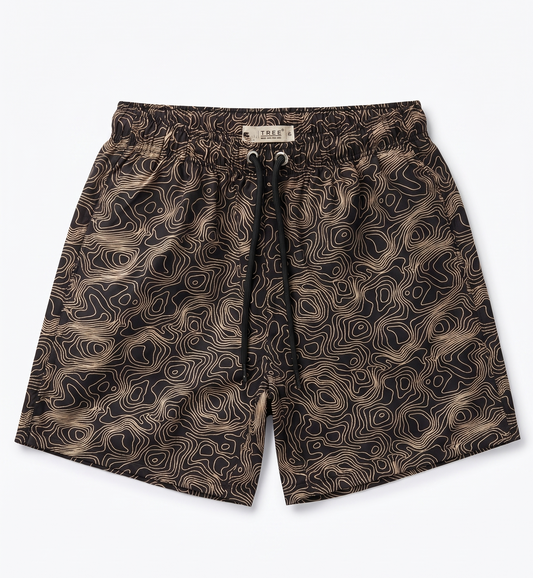 Men's Waterproof Swim Shorts - Black Print