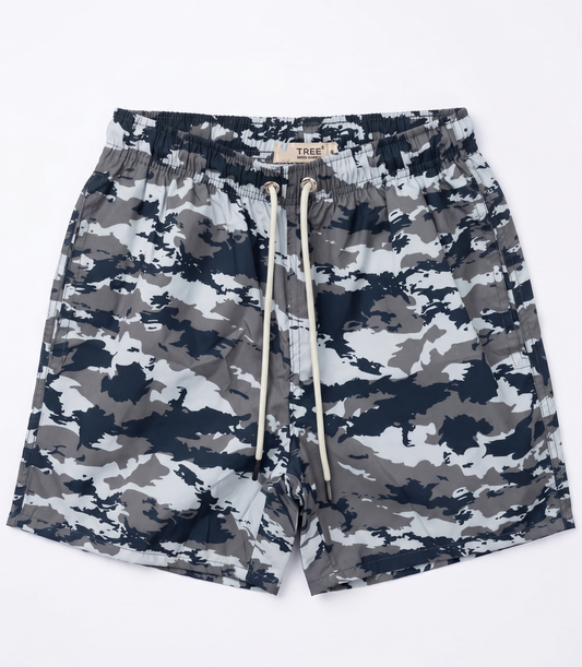 Men's Waterproof Swim Shorts - Grey Camo Print