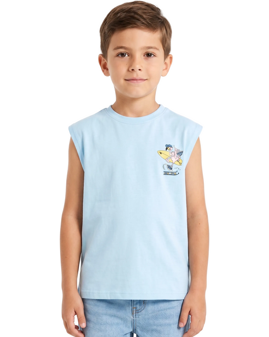 Boys' printed Cat t-shirt-Light Blue