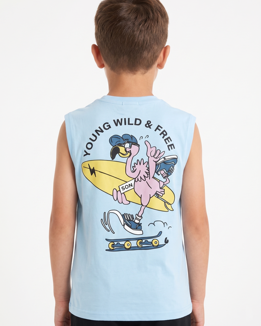 Boys' printed Cat t-shirt-Light Blue