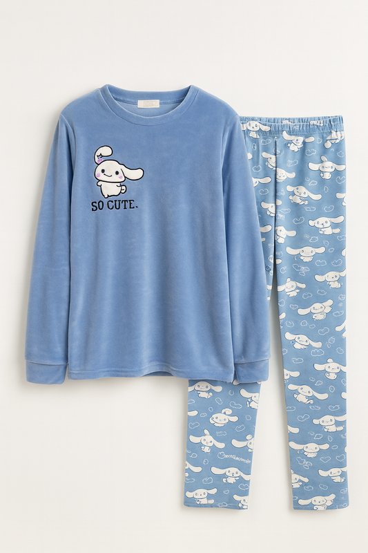 Women's printed velvet pajama set