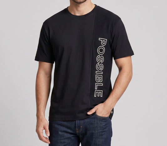 Men`s Printed T-Shirt Over Size – Black