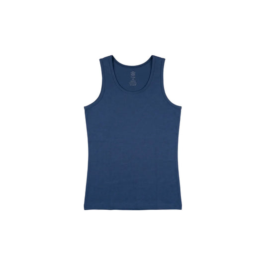 Girls' navy blue wide-strap basic cotton tank top from TREE