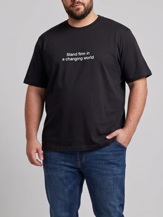 Men`s Printed T-Shirt Special size- Short Sleeve -Black