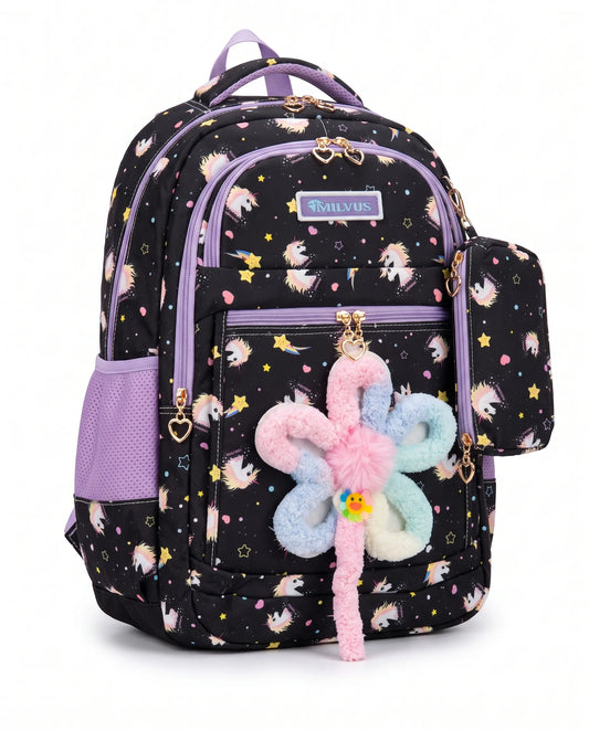 Girls’ Size 16 Printed Multi-Pocket Backpack – 4 Designs