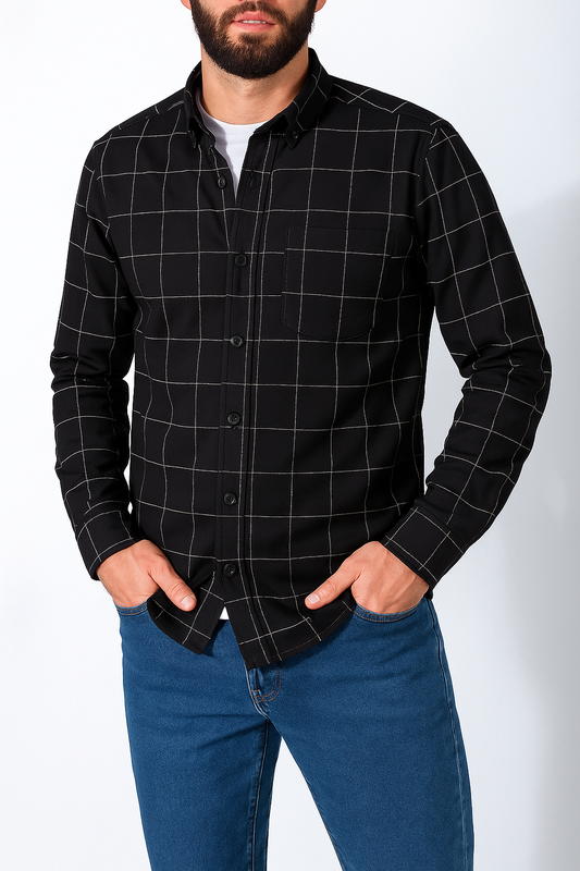 Men's plaid long-sleeved shirt