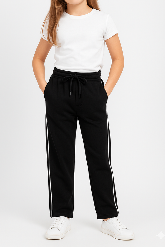Girl`s Sweatpants Wide Leg - Black