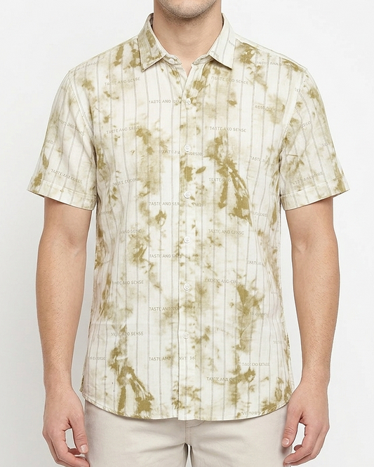 Men's casual short-sleeved printed shirt -Olive Camo