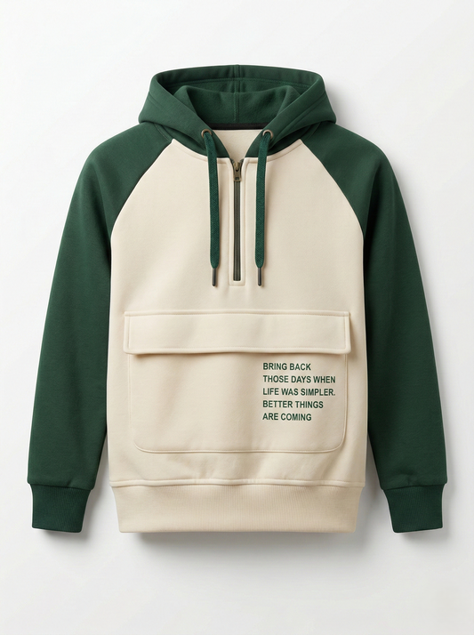 Boy's half-zip sweatshirt - Beige