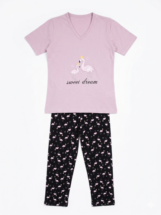 Girls' printed pajamas-Pink