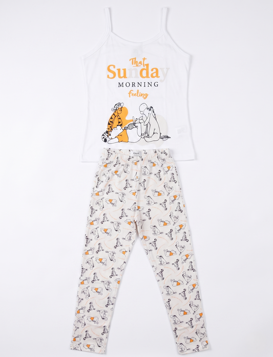 Woman's printed pajamas-White