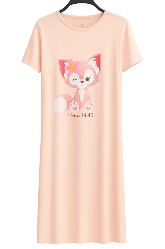 Woman's printed nightshirt-Pink