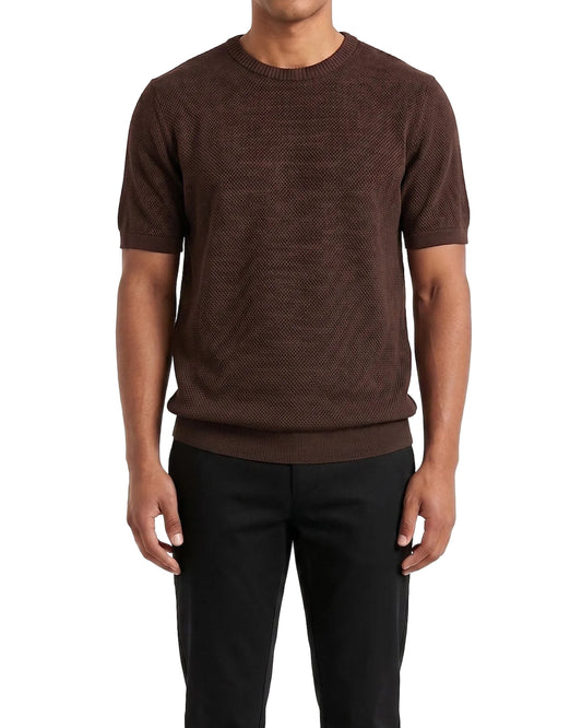 Men's short sleeve textured knit t-shirt with crew neck