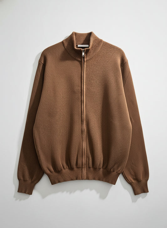 Men’s Zipper Knit Jacket - Cafe