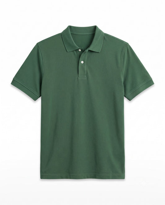 Men’s olive textured piqué polo shirt with a regular fit by TREE