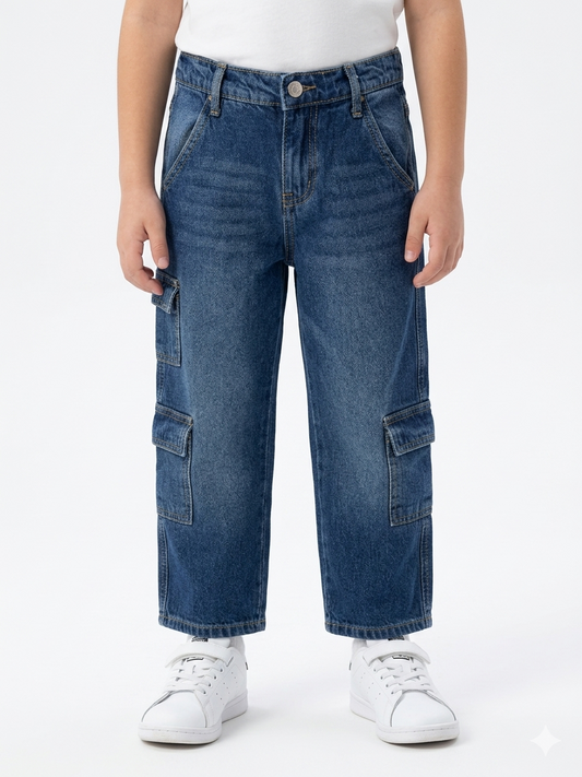 Girls' Wide Leg Jeans - Blue