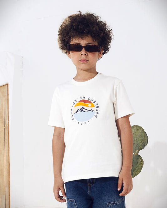 Boy`s Printed T-Shirt – Short Sleeve - off white
