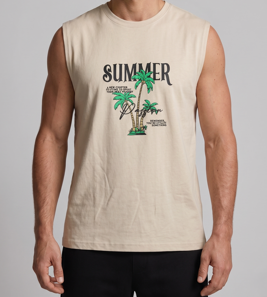 تي شيرت رجالي كات مطبوع - بيج