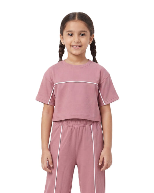 Girls' casual short sleeve t-shirt in mauve and pink by TREE