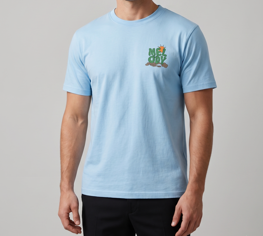 Men`s Printed T-Shirt – Light Blue