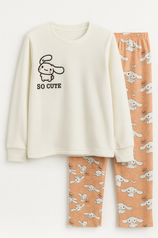 Women's printed velvet pajama set