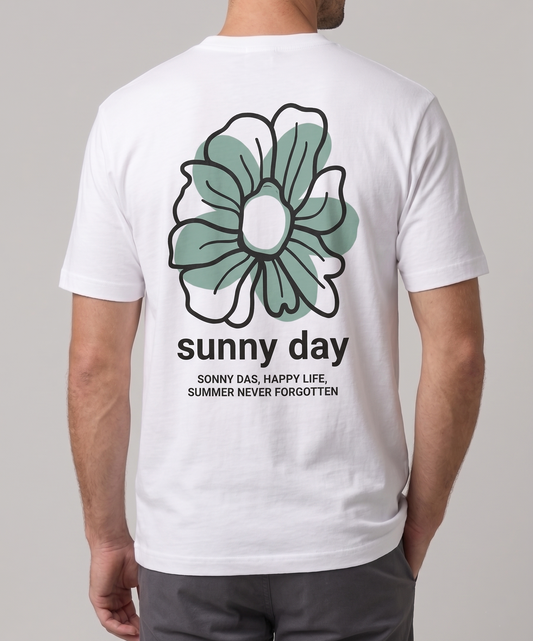 تيشيرت رجالي مطبوع – نص كم – ابيض