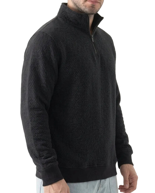 Men's Textured Quarter-Zip Sweatshirt Black