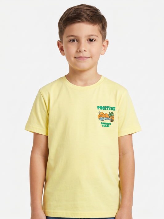 Boy`s Printed T-Shirt – Short Sleeve - Yellow