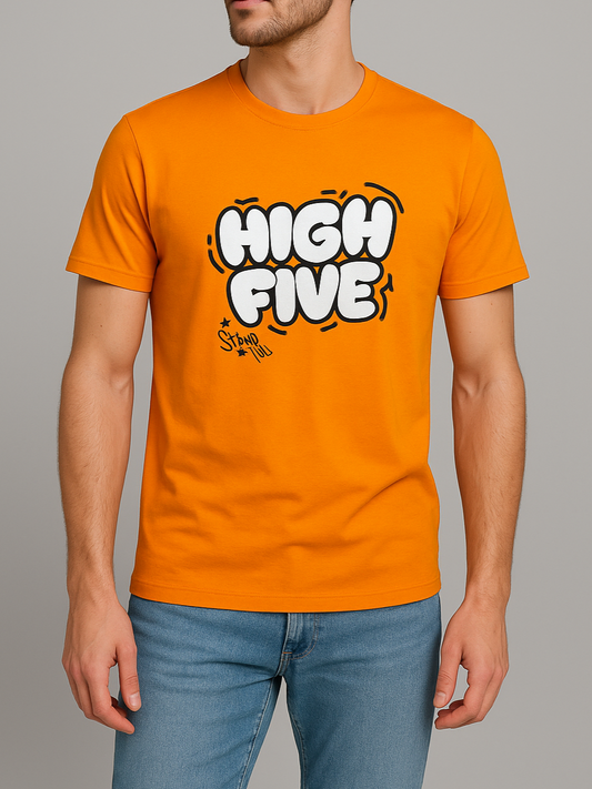 Men`s Printed T-Shirt – Short Sleeve - Orange