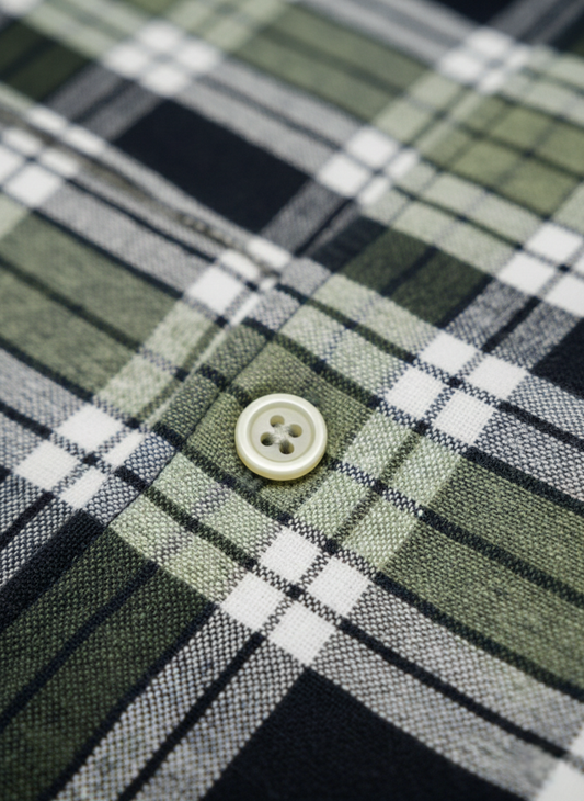 Men's Winter Plaid Long Sleeve Shirt-Black*olive