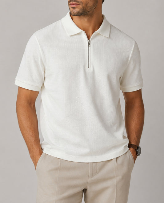Men's fashion half-zip t-shirt-White