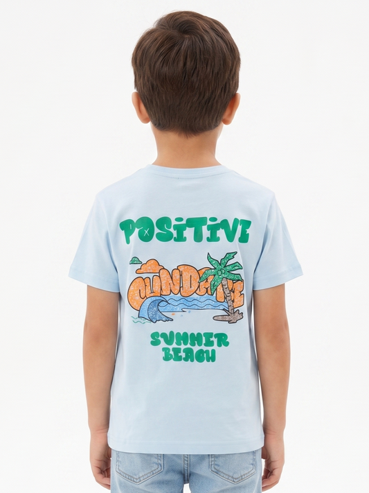 Boy`s Printed T-Shirt – Short Sleeve - Light Blue