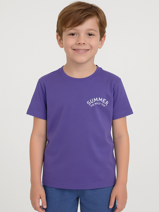 Boy`s Printed T-Shirt – Short Sleeve -Purple