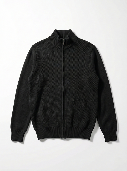 Men’s Zipper Knit Jacket - Black