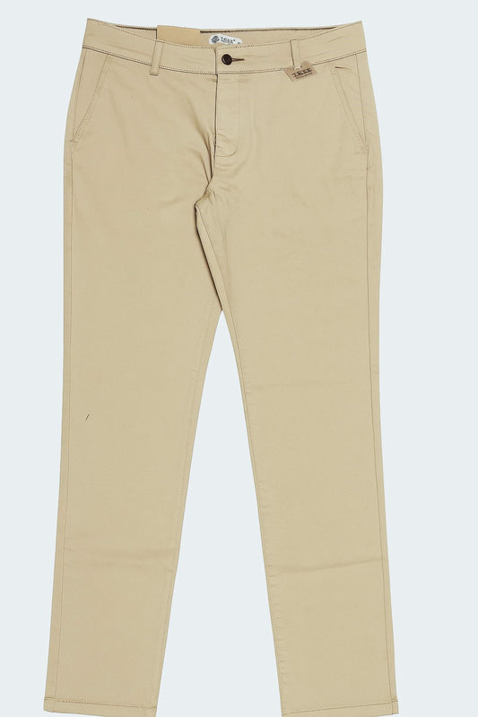 Men`s Gabardine Pants Slim Fit With Side Pockets Beige