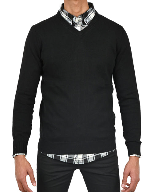 بلوفر رجالي قطن سادة V-Neck