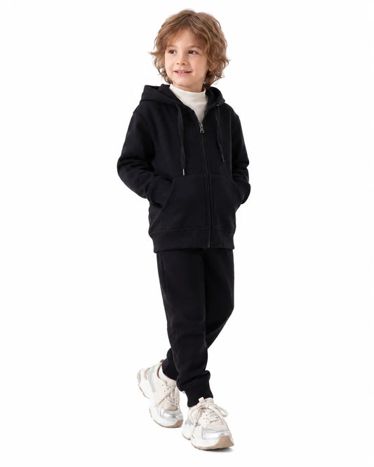 Kids' Black Milton Cotton Blend Pants – Relaxed Fit