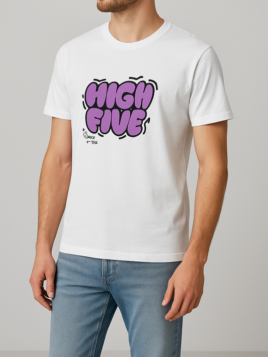 Men`s Printed T-Shirt – Short Sleeve -White