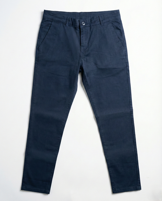 Men`s Gabardine Pants Slim Fit With Side Pockets Navy