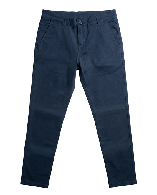 Men`s Gabardine Pants Slim Fit With Side Pockets Navy