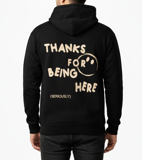 Men's Printed Hoodie Sweatshirt Oversize - black