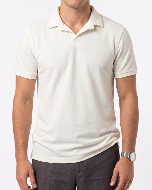 Men`s Casual Polo – Short Sleeve-White