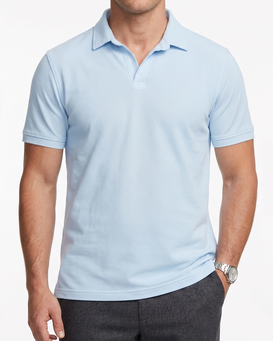 Men`s Casual Polo – Short Sleeve-Light Blue