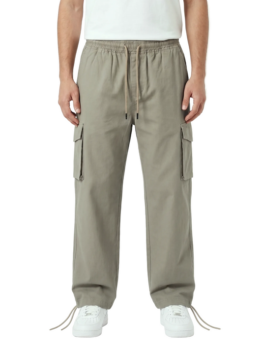 Men's Light Olive Cargo Gabardine Pants - Baggy Fit