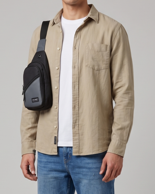 Men`s Gabardine Shirt-Beige