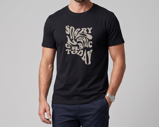 تيشيرت رجالي مطبوع – نص كم – اسود