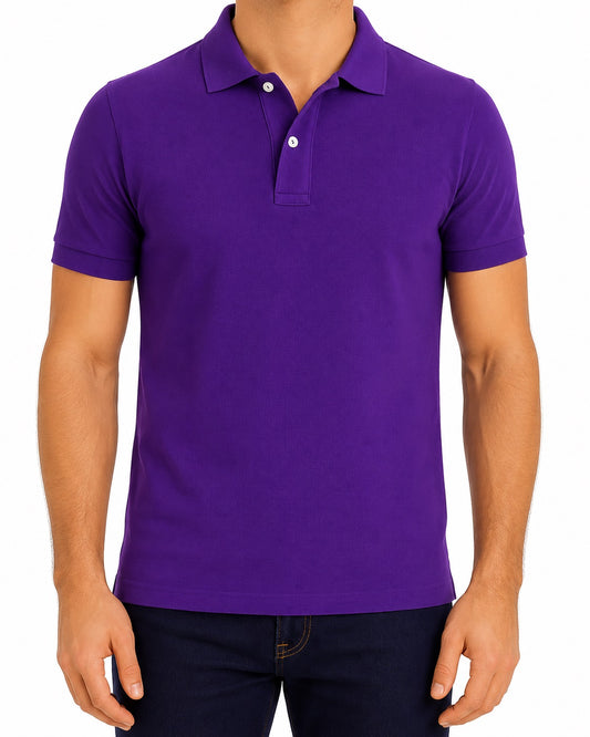 Men’s purple solid piqué polo shirt with a regular fit by TREE