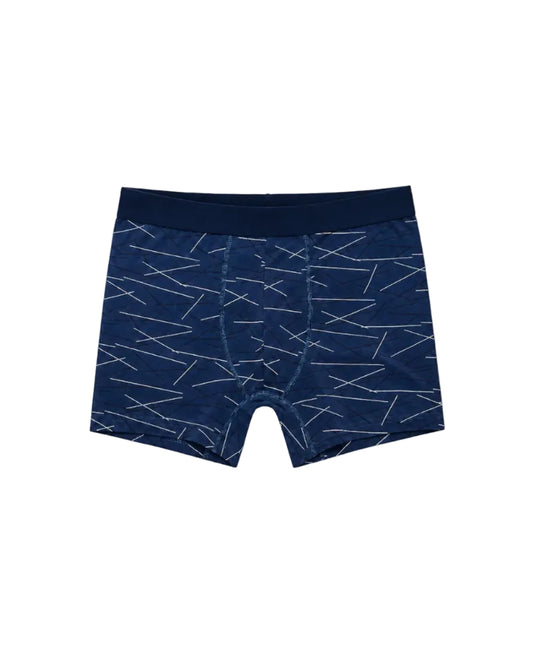 Men’s Navy Printed Boxer Briefs – 95% Cotton, 5% Lycra