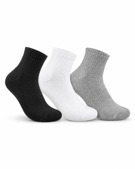 Men’s Plain Quarter Crew Socks Size 40–45 ( 3 pcs )